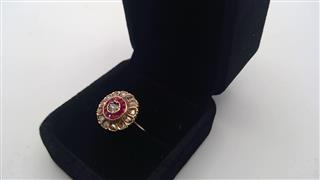 Vintage Ruby Unisex Stone & Diamond Ring 13 Diamonds 1.53 Carat T.W.
